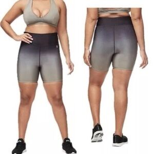 Good American Ombre High Waist Black Grey Bronze Bike Shorts